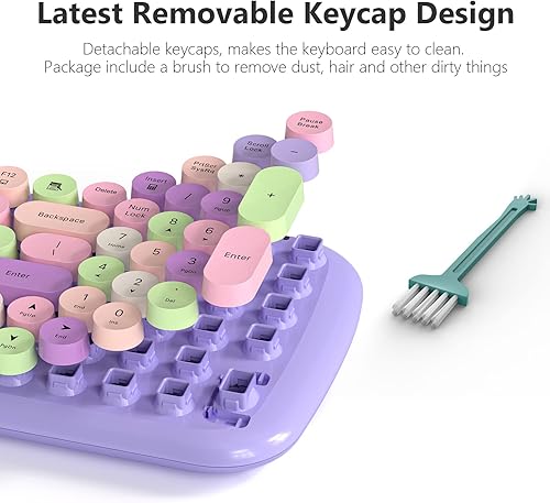 Miniatura 3 de MOFII Combo de teclado y mouse inalámbricos, 2.4 G retro máquina de escribir teclado inalámbrico con teclado numérico y mouse inalámbrico