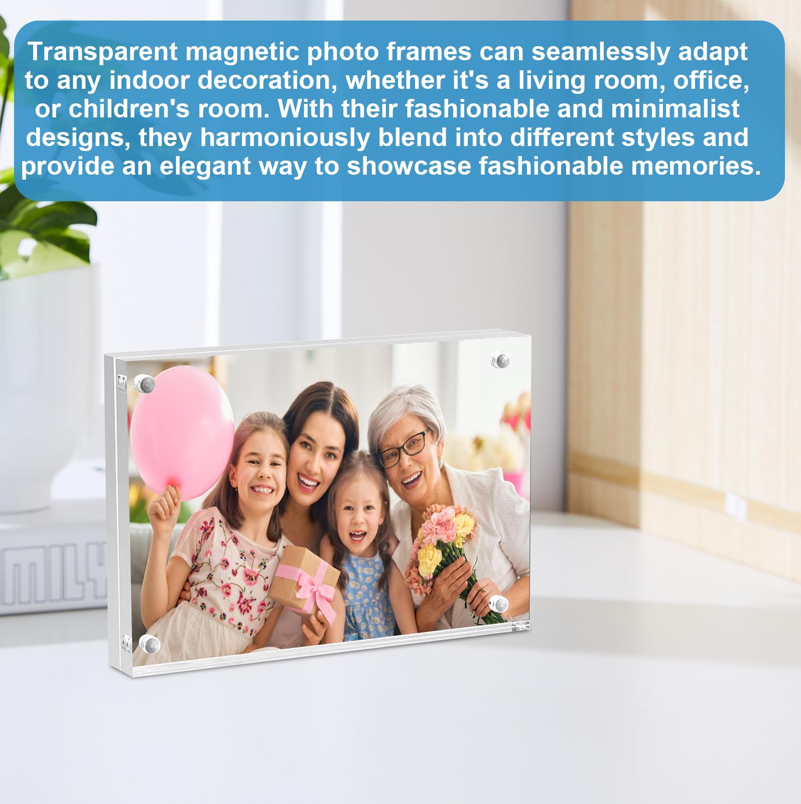 FUNNETOYU 2er Set Acryl Bilderrahmen Magnetisch - 10x20cm Transparent Für Büro & Home