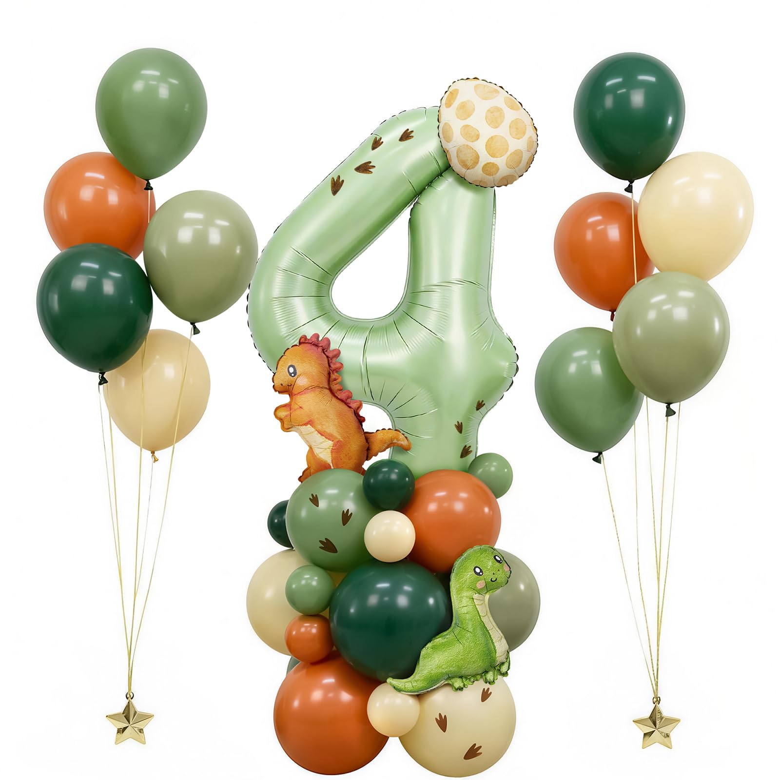 39 Pcs Dinosaur Balloons, Number 4 Baby Dino Foil Balloons Dinosaur Birthday Party Decorations For Dino Baby Shower Decorations
