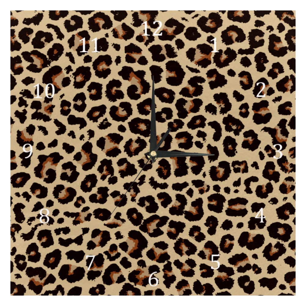 Horloge murale carrée léopard 20 cm - Pendule moderne silencieuse pour salon