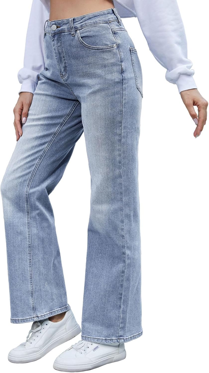 hibshaby Women's Wide Leg Jeans High Waisted Strechy Denim Pants Fashion Baggy Trouser Jean Pant with Pockets