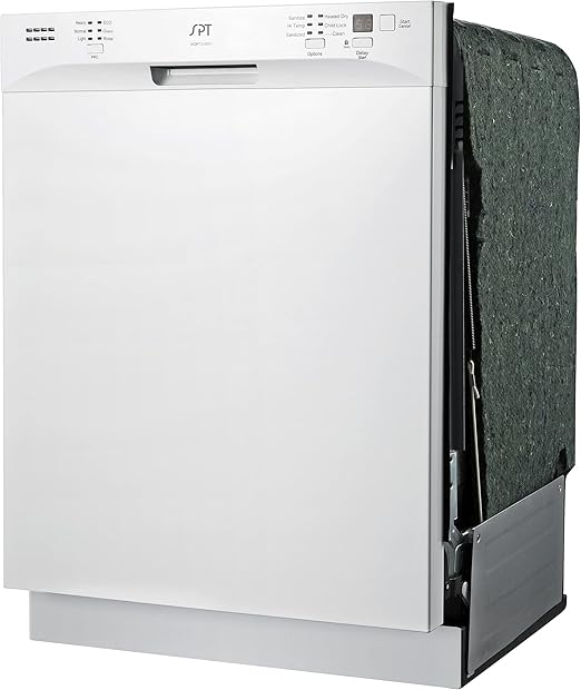 SPT SD-6501WA 24″-wide Built-In Stainless Steel Tall Tub Dishwasher with ENERGY STAR, Heated Drying, 6 Wash Programs and 14 Plate Settings – White