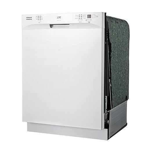 SPT SD-6501WA 24″-wide Built-In Stainless Steel Tall Tub Dishwasher with ENERGY STAR, Heated Drying, 6 Wash Programs and 14 Plate Settings – White