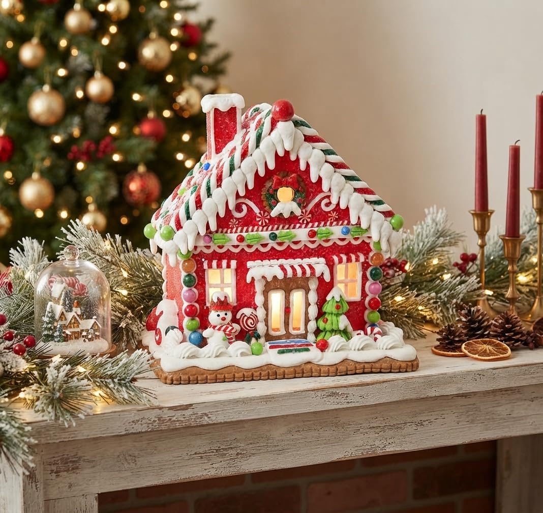 Regency International Casa iluminada de muñeco de nieve con luz LED / Bty TMR de 9 pulgadas