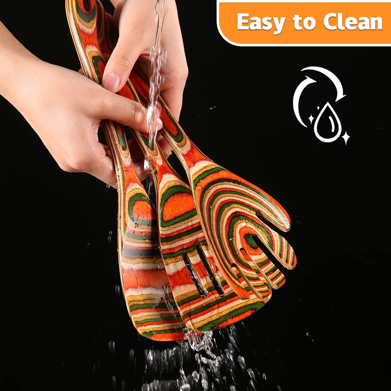 7Pcs Pakkawood Kitchen Utensils Set for Cooking, Wooden Spoons for Cooking, Safe Eco-Friendly, Non-Stick, Wooden Utensil for Cooking,Wooden Cookware Set, Housewarming Kitchen Gifts, Colorful - Image 5