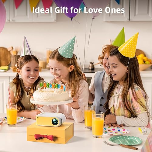 Miniatura 3 de KSAN Mini proyector, proyector con WiFi y Bluetooth, proyector de película de soporte 1080P con altavoz integrado, compatible con teléfono