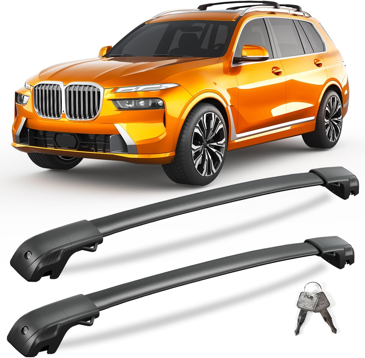 KINGGERI 220lbs Lockable Roof Rack Cross Bars Compatible with BMW X7 G07 2019-2025 with Raised Side Rails, Heavy Duty Aluminum Roof Rails Crossbars Cargo Luggage SUV Accessories Compatible with X7 G07 2019-2025