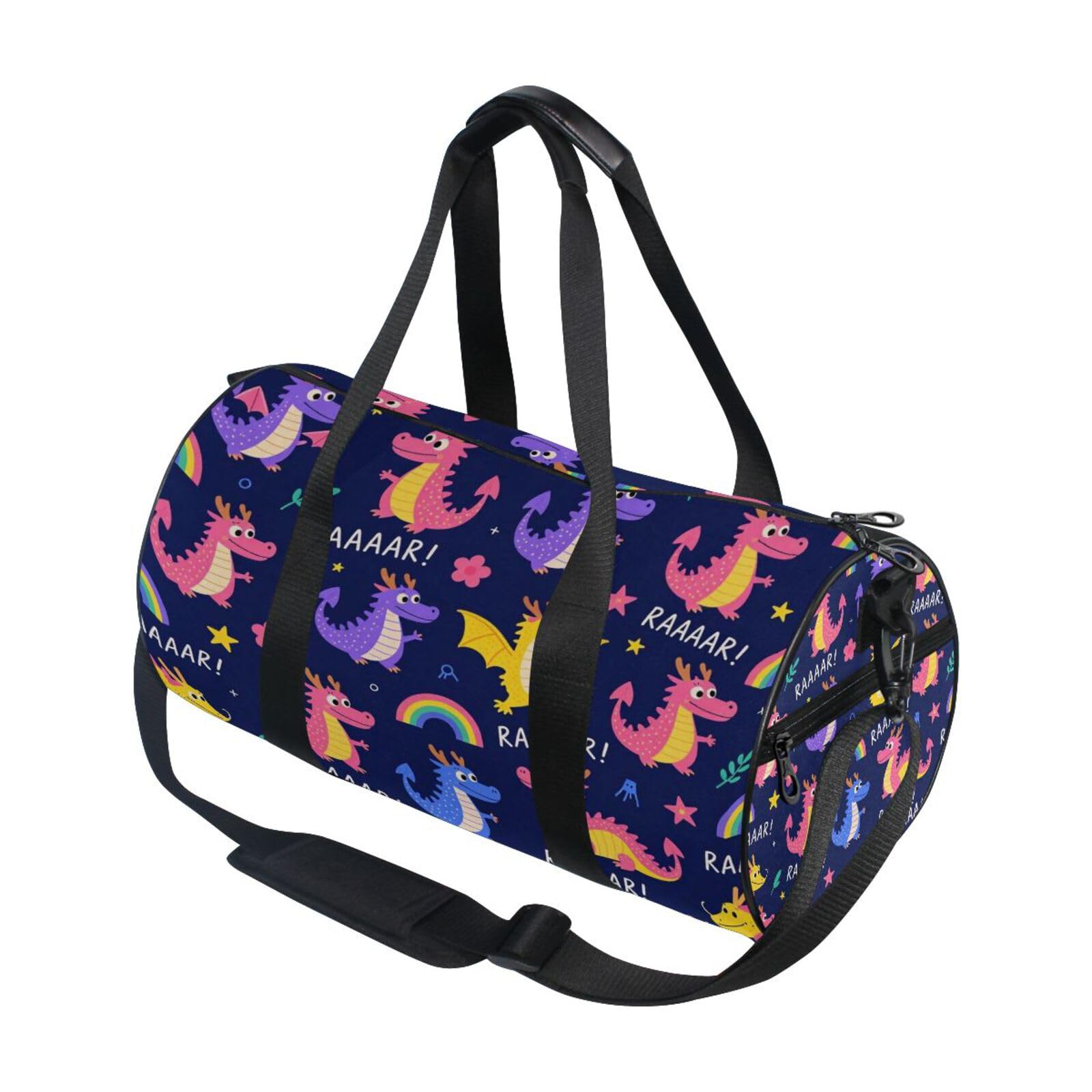 Bolsa de lona unisex con compartimento interno y estampado de dragón para entrenar 7