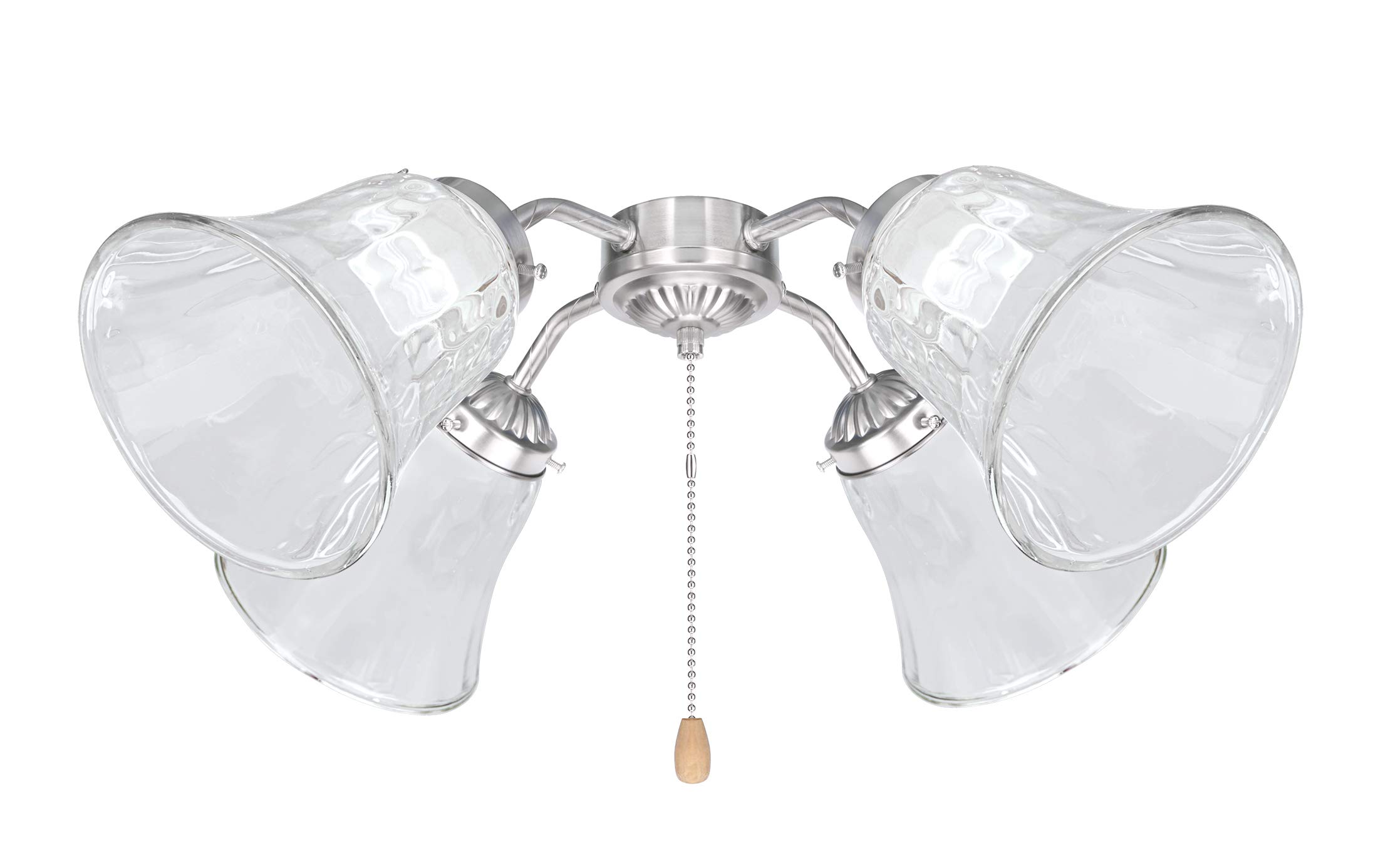 Aspen Creative Ersatzglas-Set – 4x Transparente, Geriffelte Schirme Für Deckenventilator & Wandleuchter | 5,4 Cm Fassung