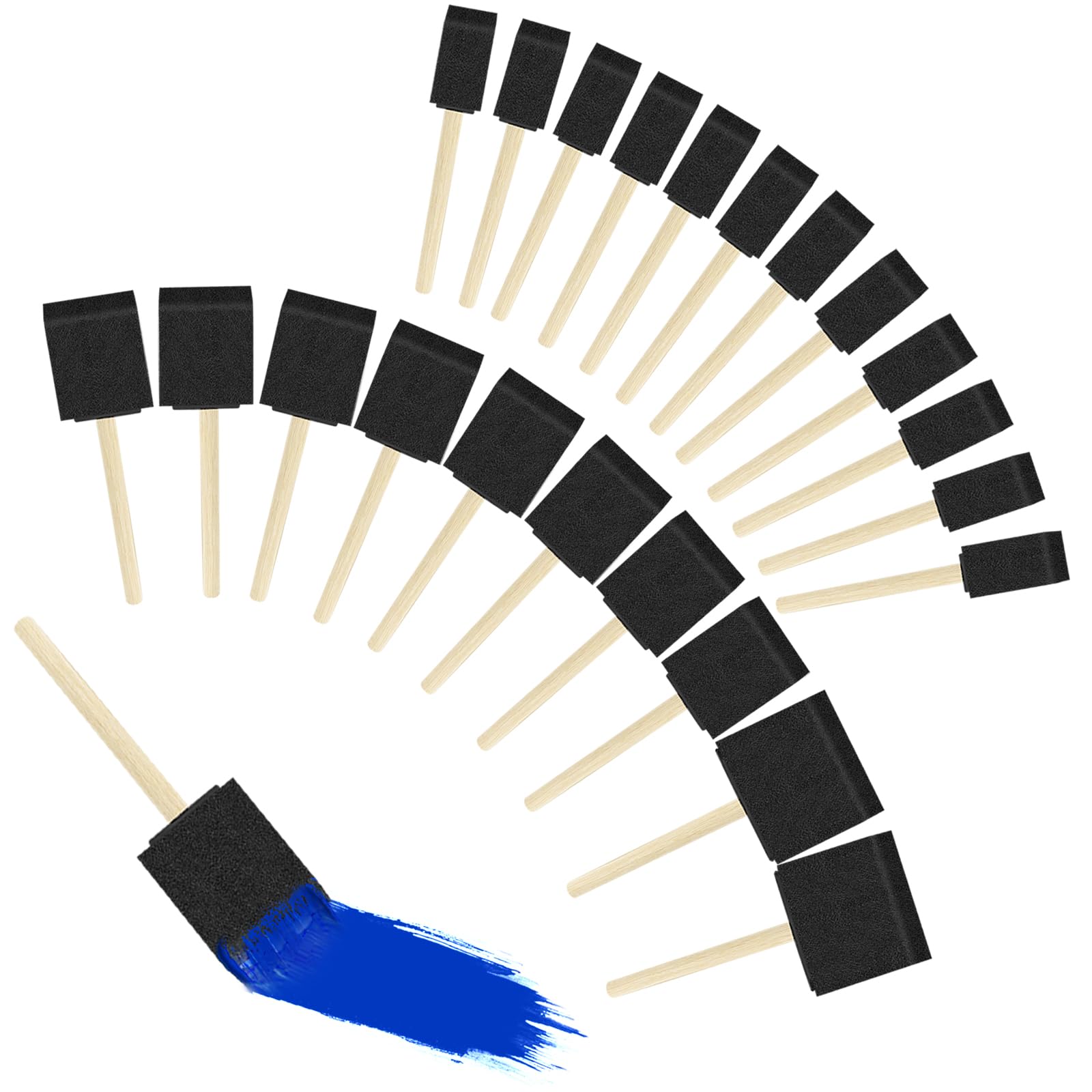 22Pcs Foam Paint Brushes,3Size Sponge Paint Brushes with Wooden Handle,Painting Craft sponges Tools,Paints Applicator Sponge Painting Tools for Wood Danish Oil, Acrylic Paint, Varnish, Wood Stain