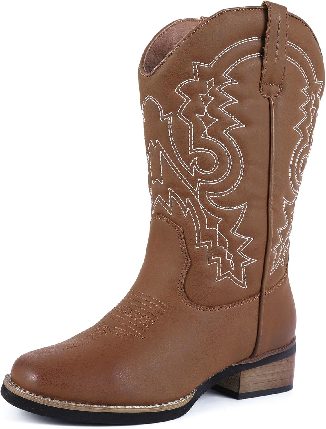 Women's Cowboy Western Boots - Square Toe Wide Calf Boots - Low Heels Short Mid Calf Booties Shoes