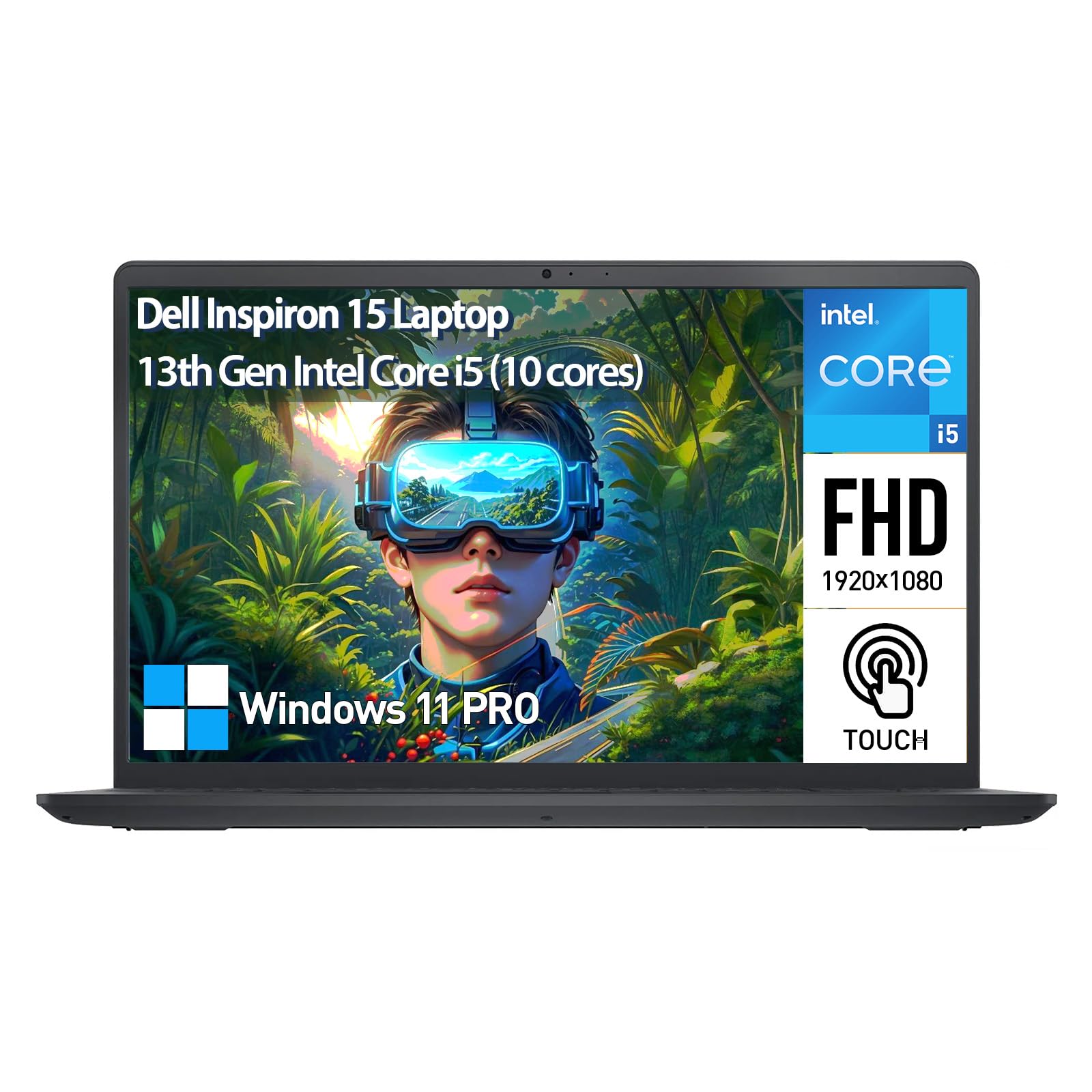 Dell Inspiron 15 3000 Touchscreen Laptop Computer, 15.6" FHD IPS Touch Screen Business Laptop PC, 13th Gen Intel 10-Core i5, Windows 11 Pro | 10-Key Number Pad| 64GB RAM 1TB SSD