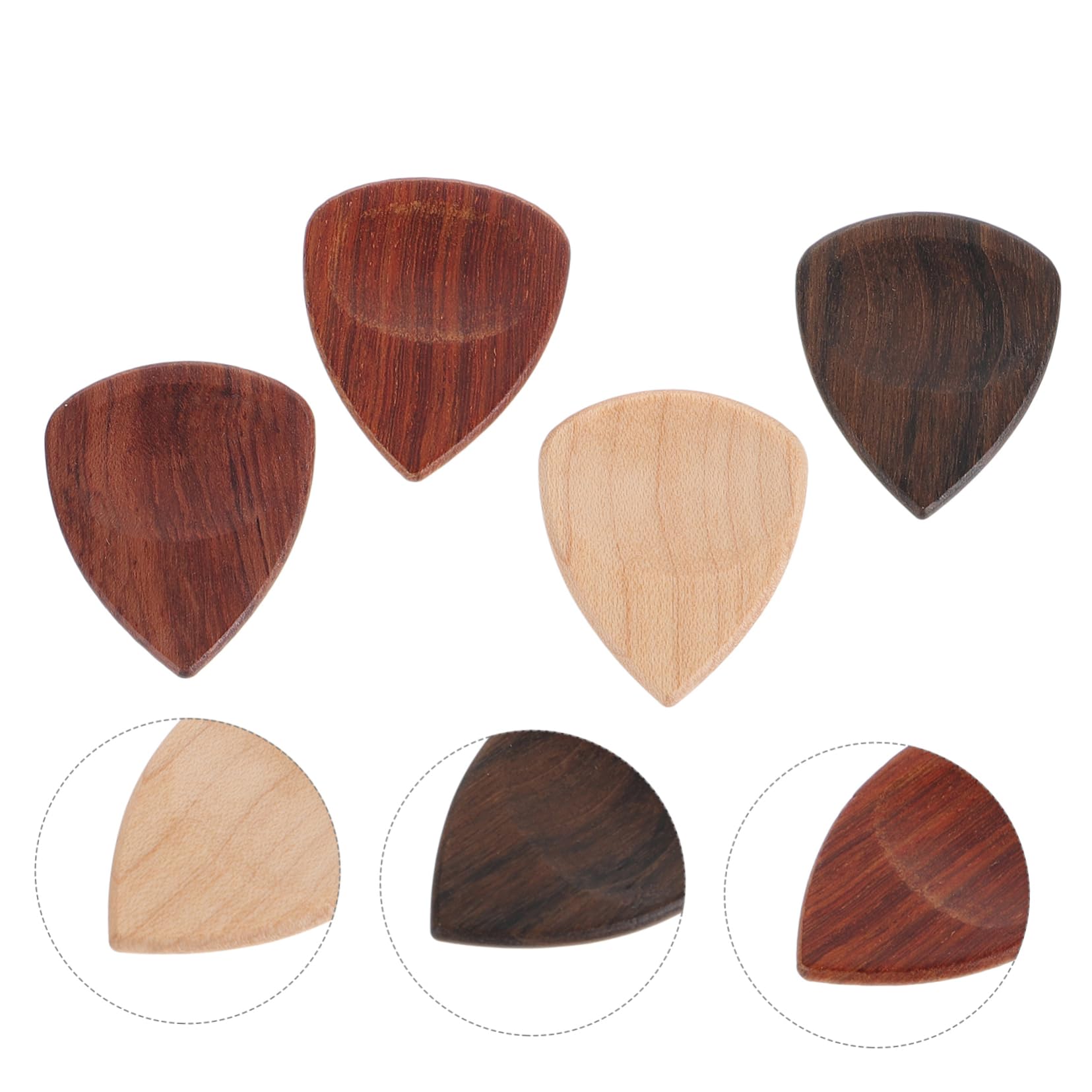 Toyvian 16stücke Holz-picks Für Gitarre Und Bass Robuste Holzplektren Aus Brasilianischem Rosenholz Mahagoni Afrikanischem Grenadill Und Ahorn Klare Klangqualität Zubehör Für Musiker