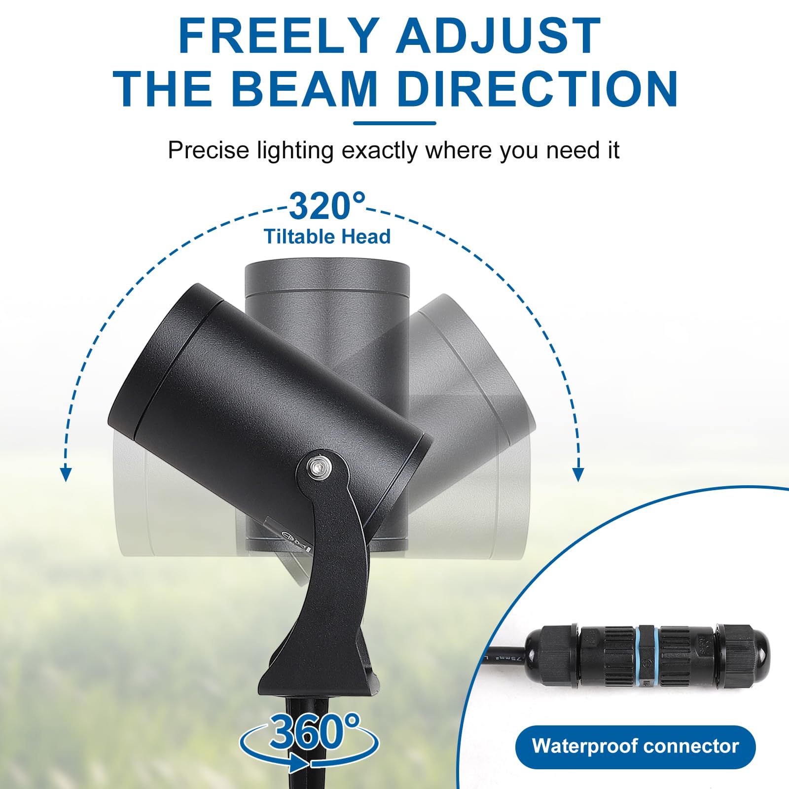 CPROSP 4 Pcs Luces LED Exterior Gu10 con Espiga, 5W 3000K Blanco Cálido, Iluminacion Jardin Con Conector Impermeable, Iluminacion Exterior Para Jardín, Terraza, Caminos, Estanque, IP65