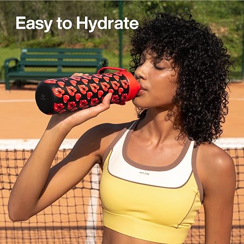 Miniatura 706 de ENCOOL Botella de agua aislada con popote, de acero inoxidable, a prueba de fugas, sin BPA, al vacío de doble pared que se mantiene fría durante 24