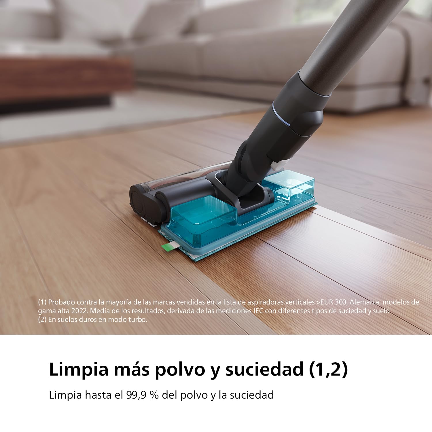 PHILIPS Aspiradora sin Cable Serie 7000 Aqua, Motor Digital, Tecnología PowerCyclone 12, con Luces LED, Módulo Aqua acoplable, hasta 80 min de autonomía, con 2 Accesorios, Azul (XC7053/01)