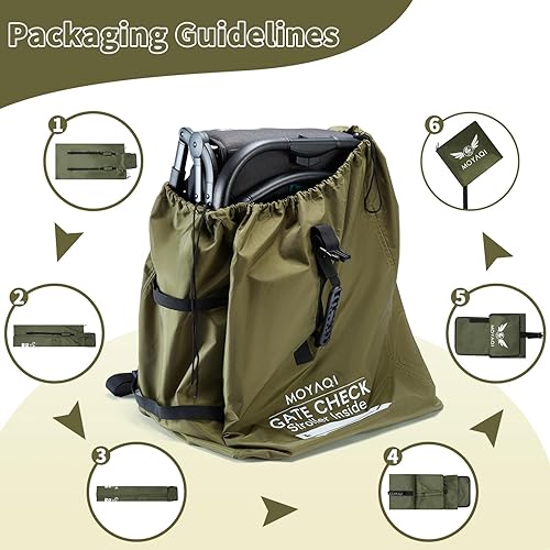 Miniatura 7 de MOYAQI Bolsa de viaje para cochecito para avión, mochila con nailon duradero, correas de transporte ajustables, portabebés y asientos elevadores