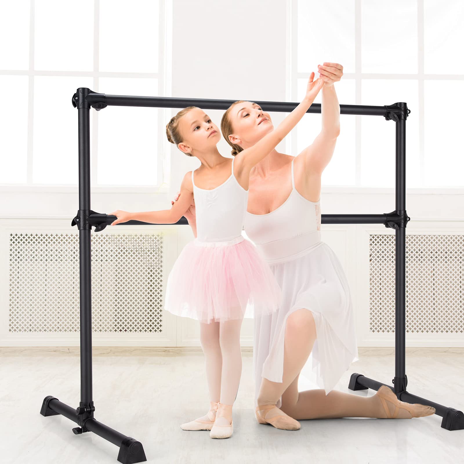 Barre De Ballet Double Réglable – Autoportante, Antidérapante, Pour Danse Et étirements à La Maison