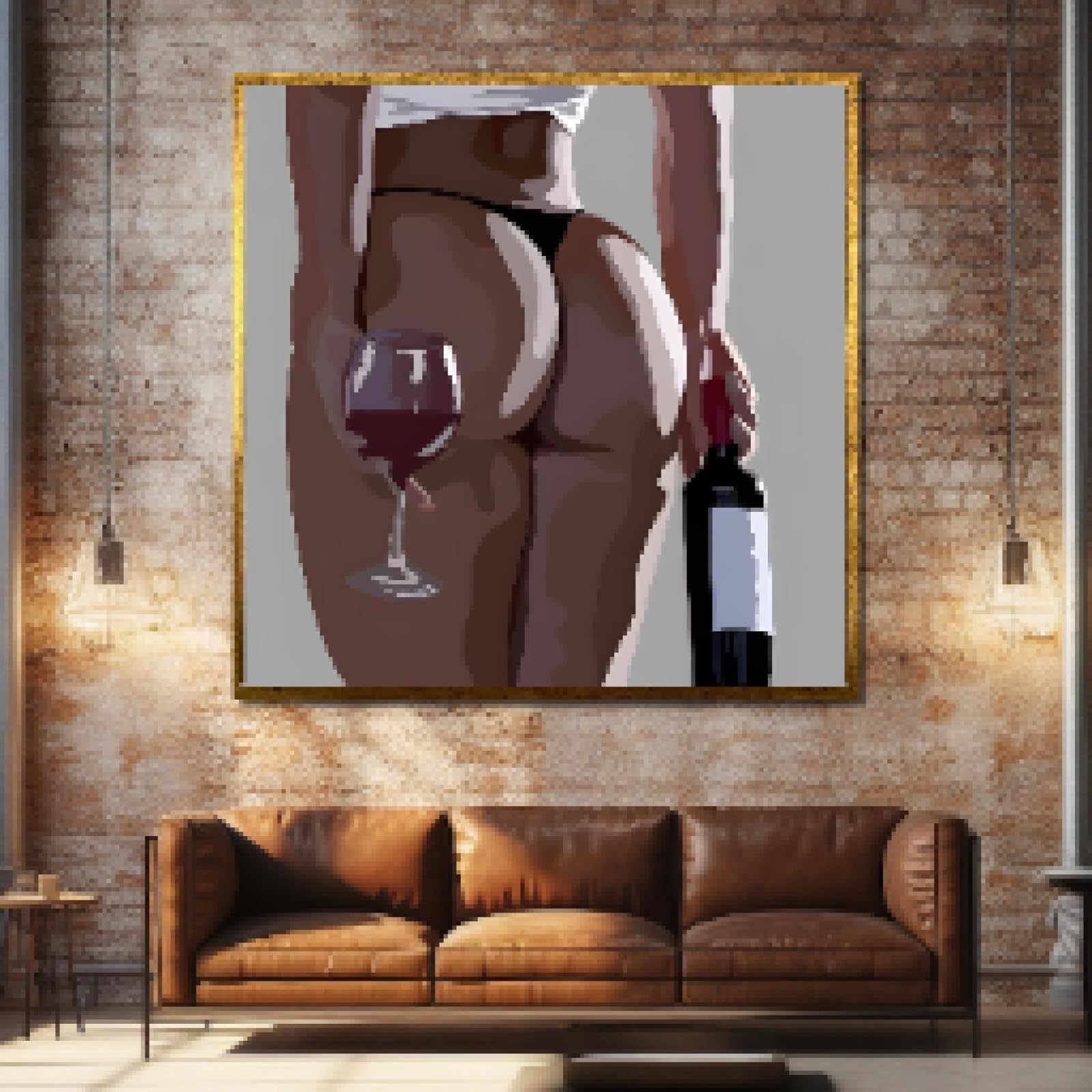 Photo sur toile d'un amateur de vin, œuvre d'art minimaliste et sexy, 45x45 cm sans cadre - 7