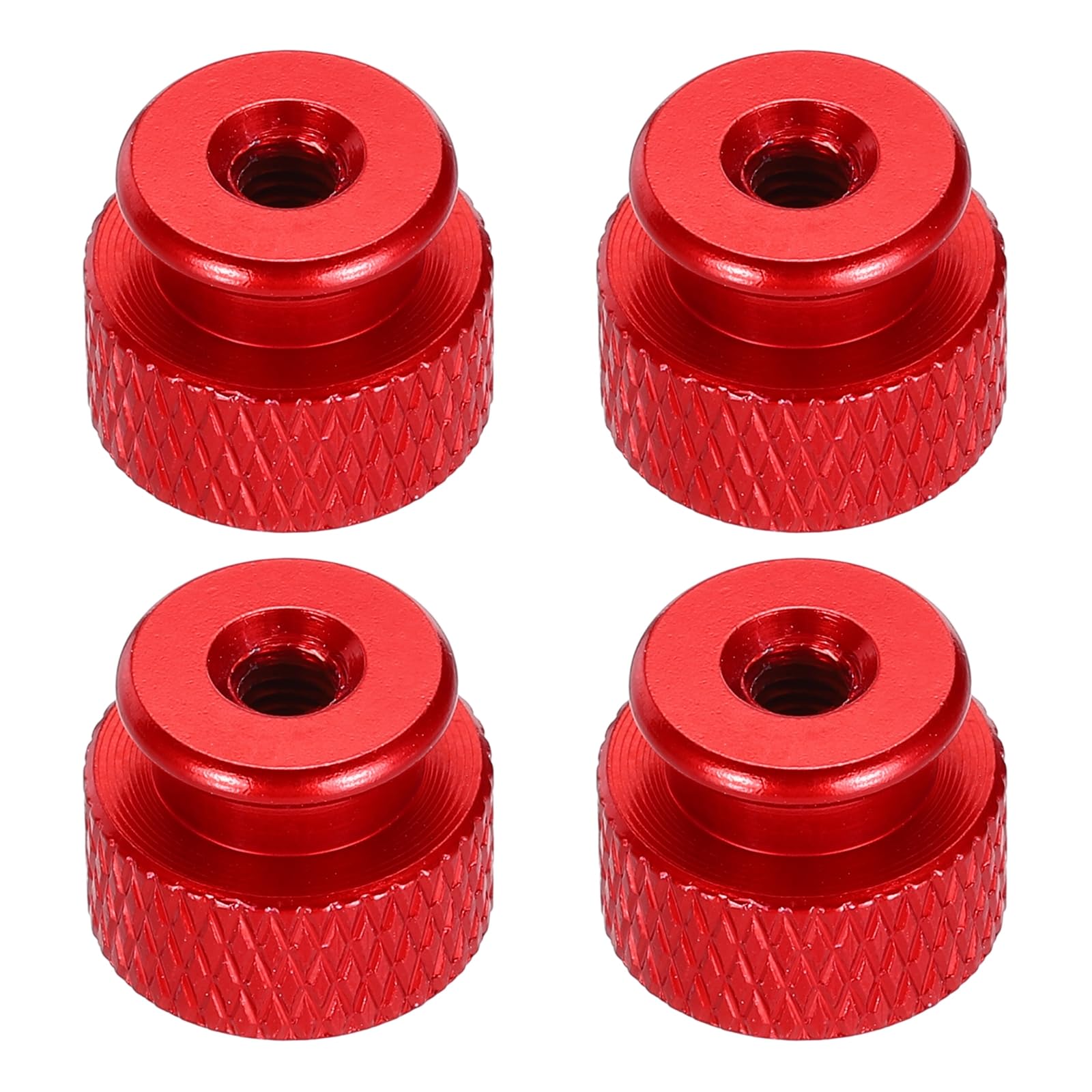 sourcing map 4pcs Knurled Thumb Nut, M3.5 12mm OD 10mm Height 6061 Anodized Aluminium Alloy Hand Screw Nut, Metal Chassis Screw for Machinery, DIY Assembly, Electronics, Wine Red