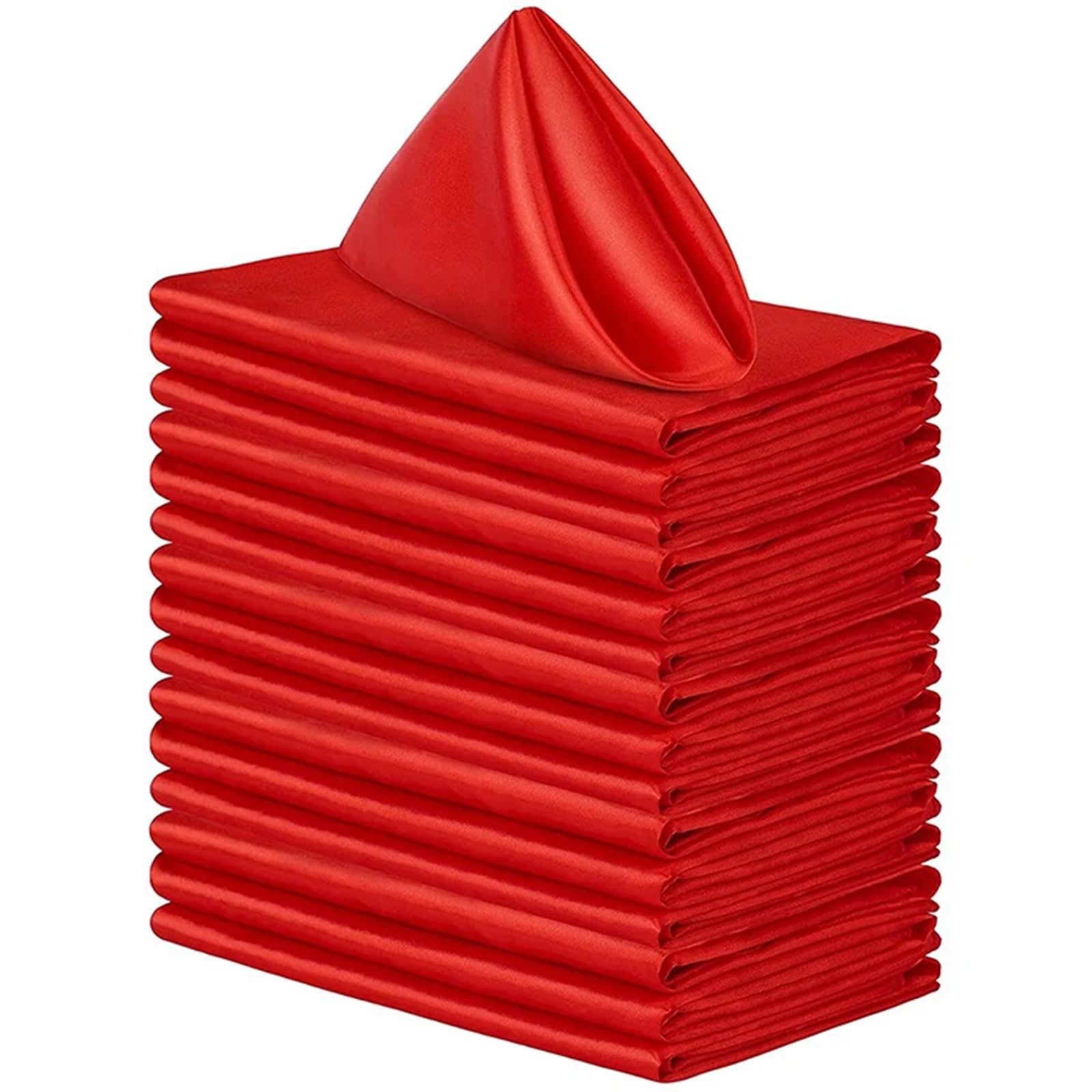 serviettes napkins 12pcs 30x30cm Hemstitched Square Napkins Satin Cocktail Napkin for Party Wedding Table Cloth Soft Kitchen Dinner for dining wedding party everyday home(12pcs red)