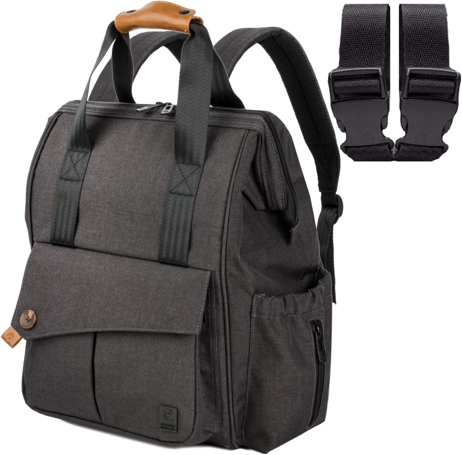 ALLCAMP Baby Changing Bag Backpack Nappy Backpack Bag Nappy Changing Backpack Diaper Bags with Changing Mat for Mom & Dad Support Baby Stroller Black