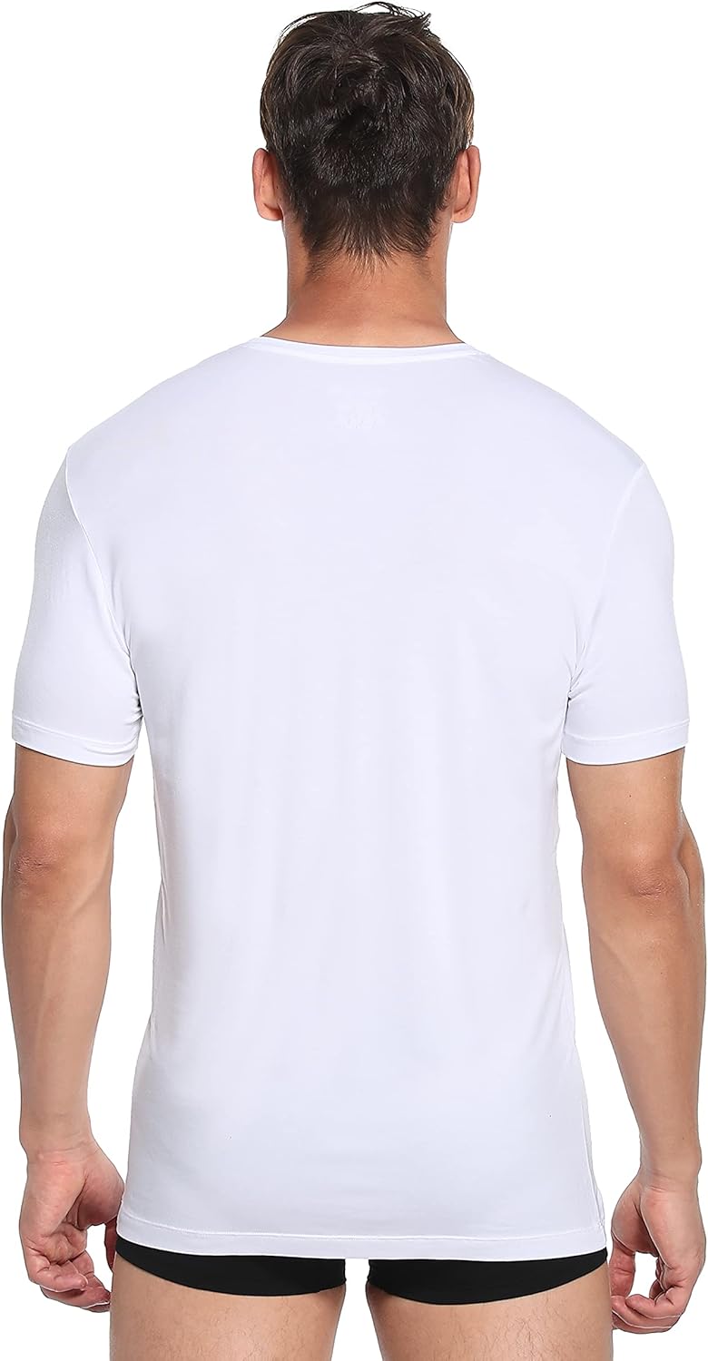 COLORFULLEAF Men's Undershirt Bamboo Rayon T-Shirts Short Sleeve V-Neck Soft Tees for Men Tag-Free Underwear 3 or 5 Pack - Image 3