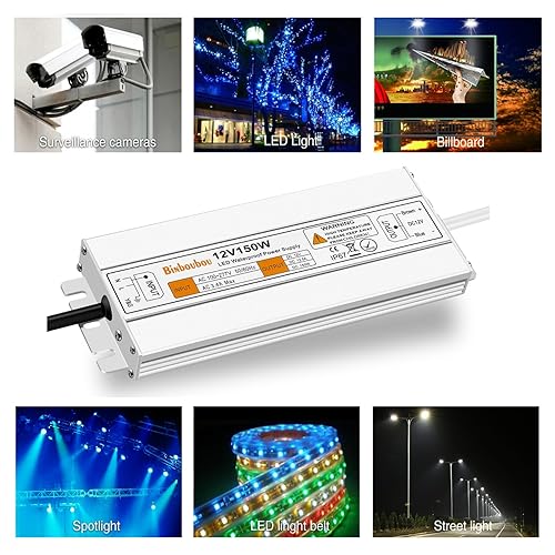 Miniatura 4 de Controlador LED de 150 vatios CC 12 V 12.5 A, fuente de alimentación LED, resistente al agua, IP67, transformador de bajo voltaje con enchufe de 3