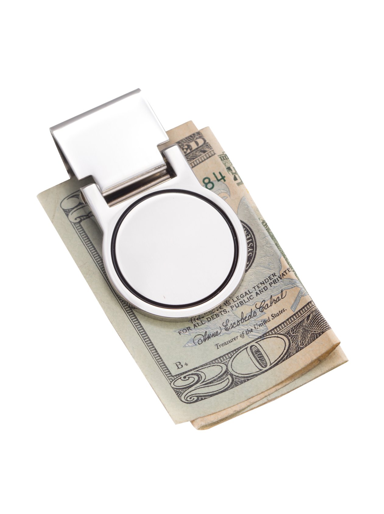 Bey-Berk BB176S Silver Plated Hinged Money Clip, Grey