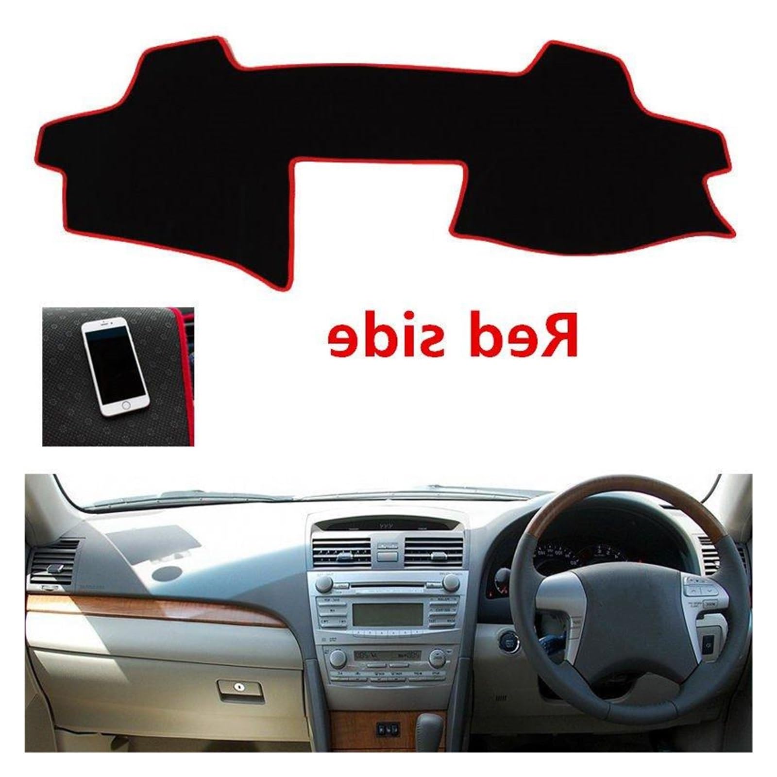 Tapis Tableau Bord intérieur Voiture Tapis Tableau Bord pour Toyota pour Camry pour Altis XV40 2007-2011 Protection Solaire Accessoires(LHD Red RHD)