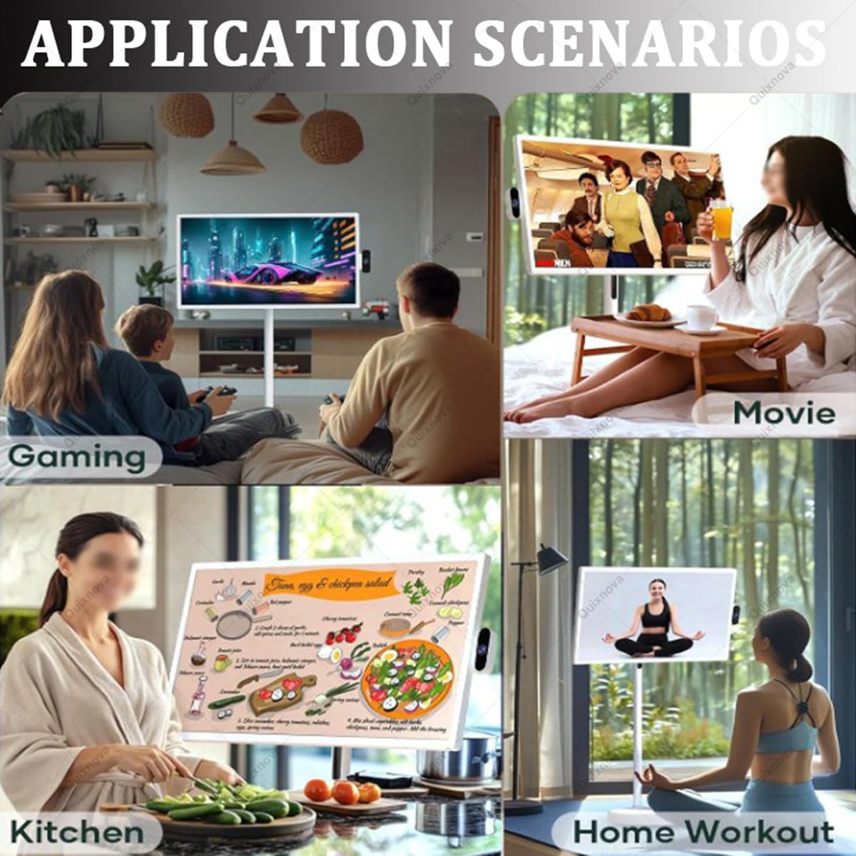 Monitor de TV portátil de 21,5 Pulgadas con Pantalla táctil, Smart TV con Ruedas, Compatible con Google Store, rotación Completa, proyección compartida, Control Remoto 4GB+64GB