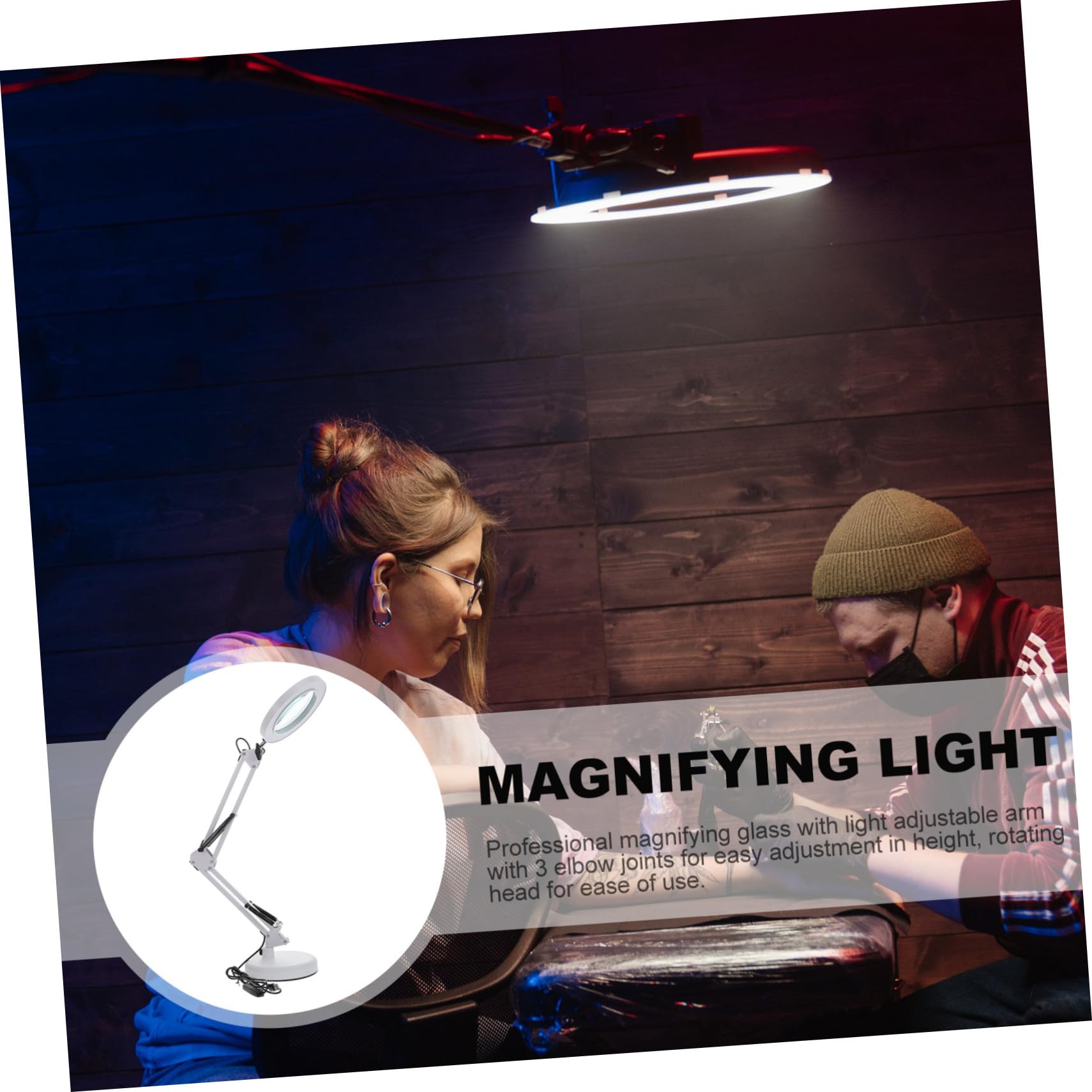 Lámpara de Aumento LED 8w 5x Plegable Luz para Escritorio