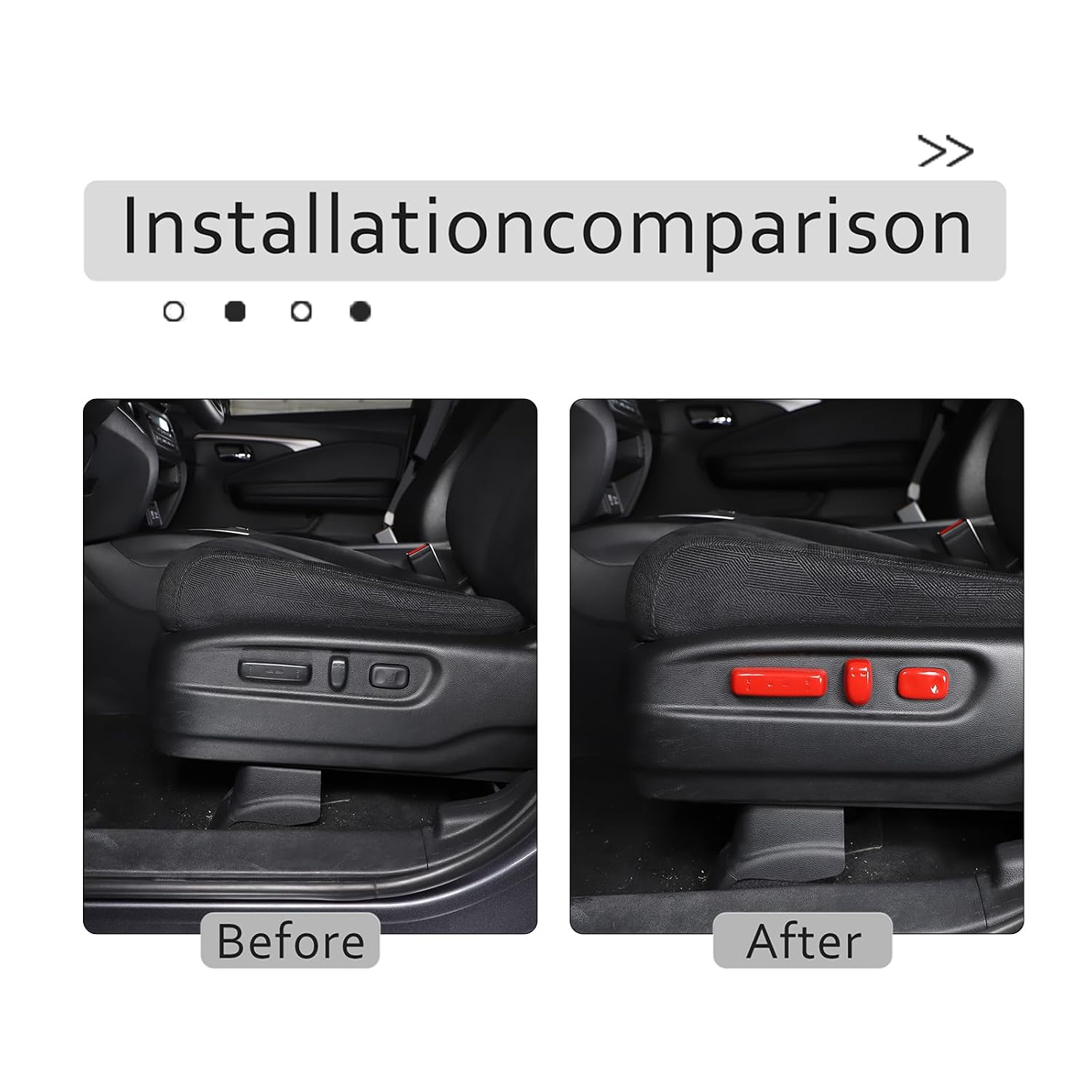 3PCS Seat Adjustment Button Cover for Honda Pilot 2016-2022/ Ridgeline 2017-2023/ Passport 2019-2023, ABS Material Driver's Seat Adjustment Switch Cover (Sports Red)