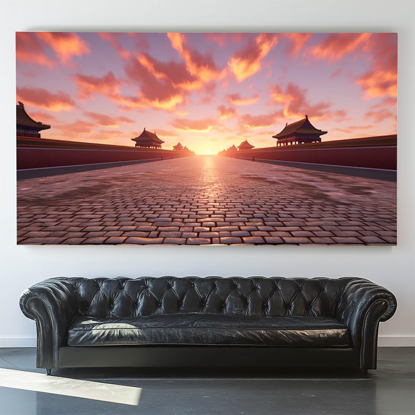 DIY Malen nach Zahlen Erwachsene Verbotene Stadt Malen nach Zahlen ab 7 jahre Mädchen Landschaft Kreativ set für Erwachsene mit Leinwand Acrylfarben set und Pinsel, Bastelset zum Bemalen 100X200cm 9-4