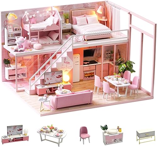 Flever Kit de casa de muñecas en miniatura DIY, habitación creativa con muebles para regalo de arte romántico (Meeting Your Sweet)