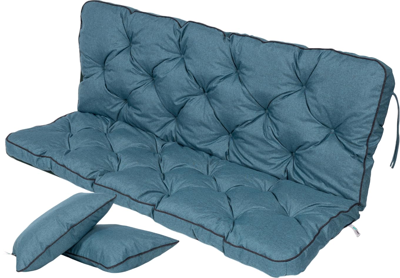 TexDeko® Bankauflage mit Rückenlehne für Hollywoodschaukel 170 x 50 x 56cm Gartenschaukelkissen gemütliche Sitzauflage Gartenbankauflage Polsterauflage wasserabweisend UV-beständig (Türkis)