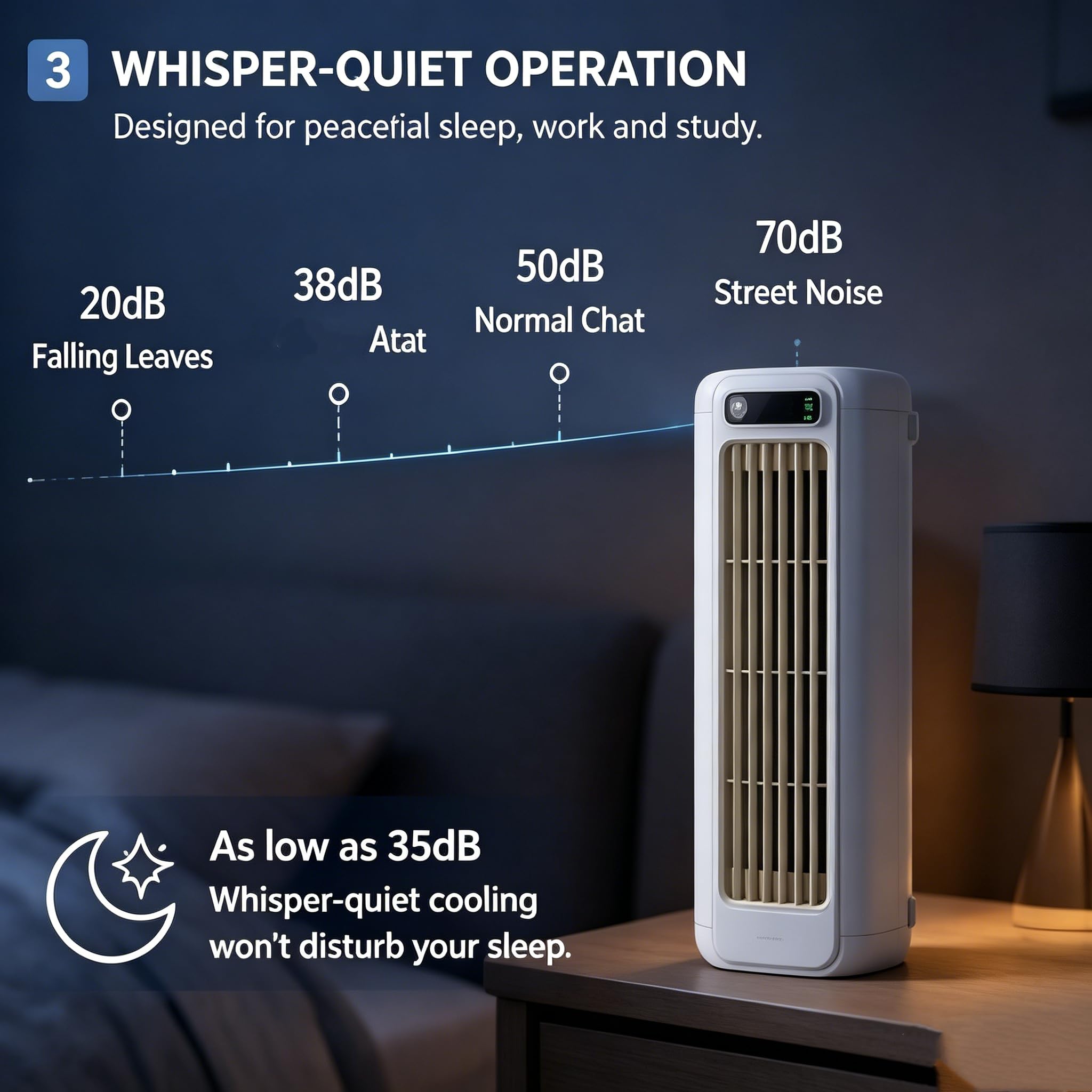 Cooling Ace Klimaanlage, Luftkühlung Ventilator Leise mit Einstellbaren 3 Geschwindigkeiten, Tragbarer kabelloser Ventilator Flügellos Leise für Schlafzimmer Büro Zuhause (Grau)