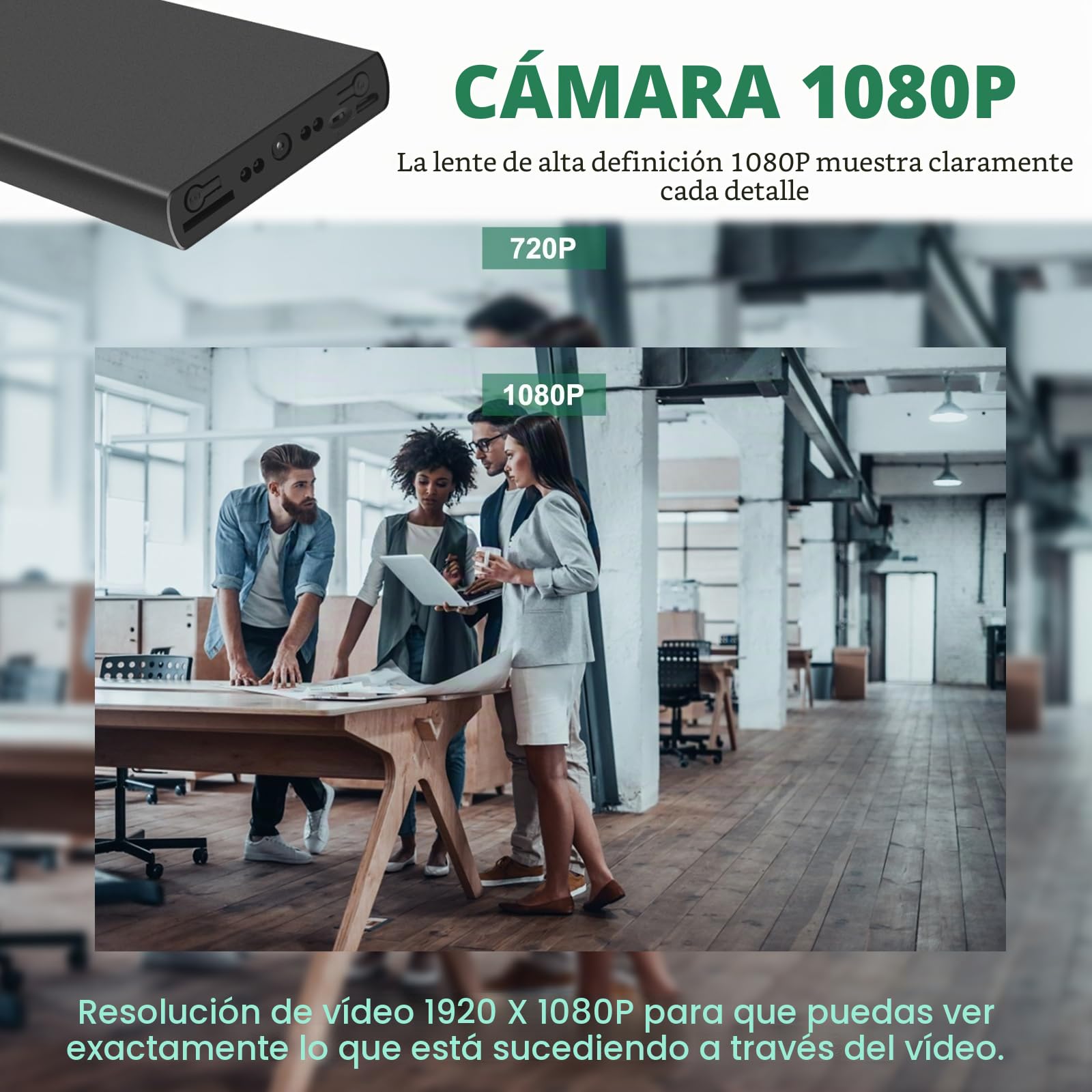 sakalaka Cámara espía mini HD 1080P, cámara oculta con batería de 10000mAh, visión nocturna, detección de movimiento, grabación en bucle, cámara de niñera de seguridad para el hogar, habitación
