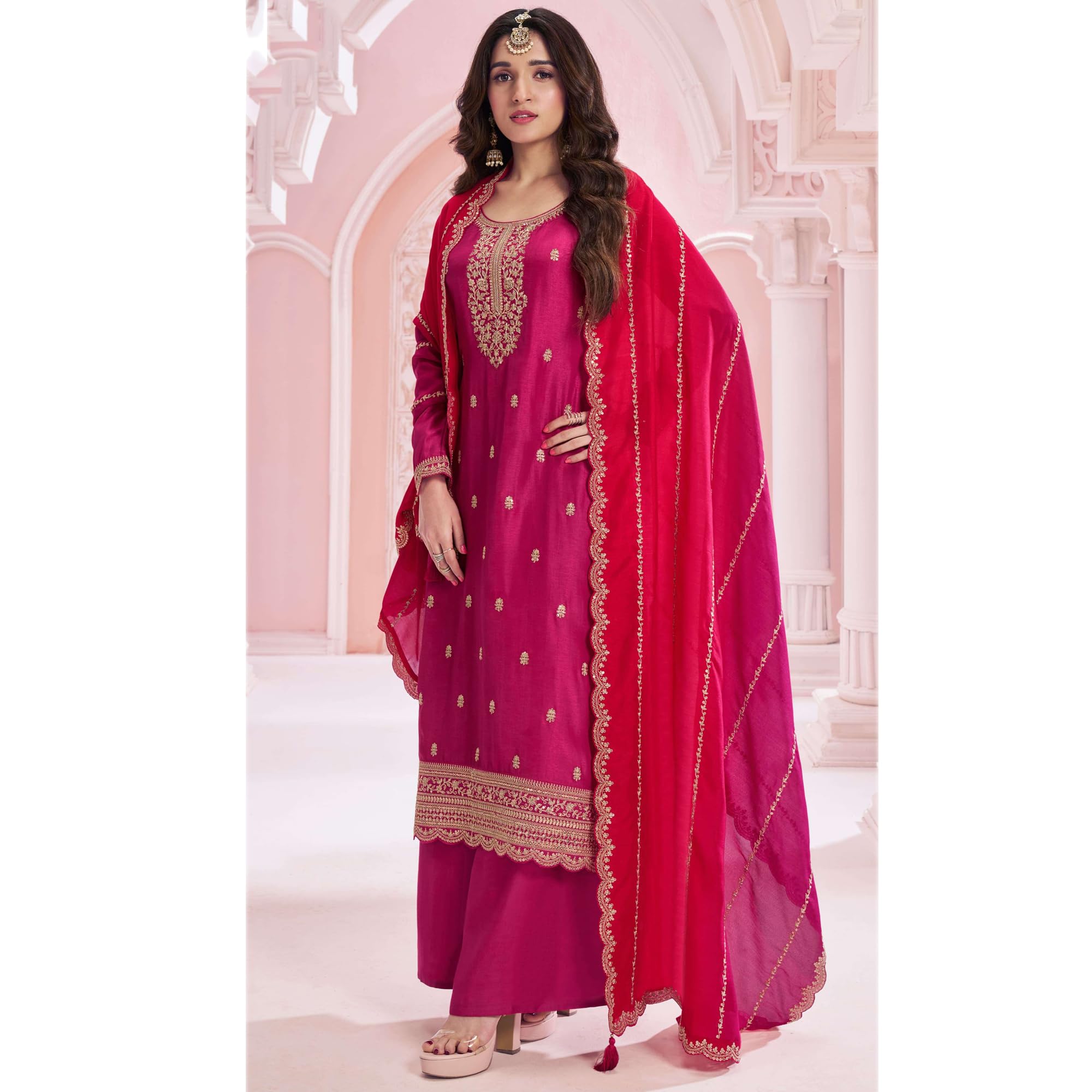 Indiano Bella Abiti Da Sposa Pakistani Pronto A Indossare Salwar Kameez Plazzo Abiti