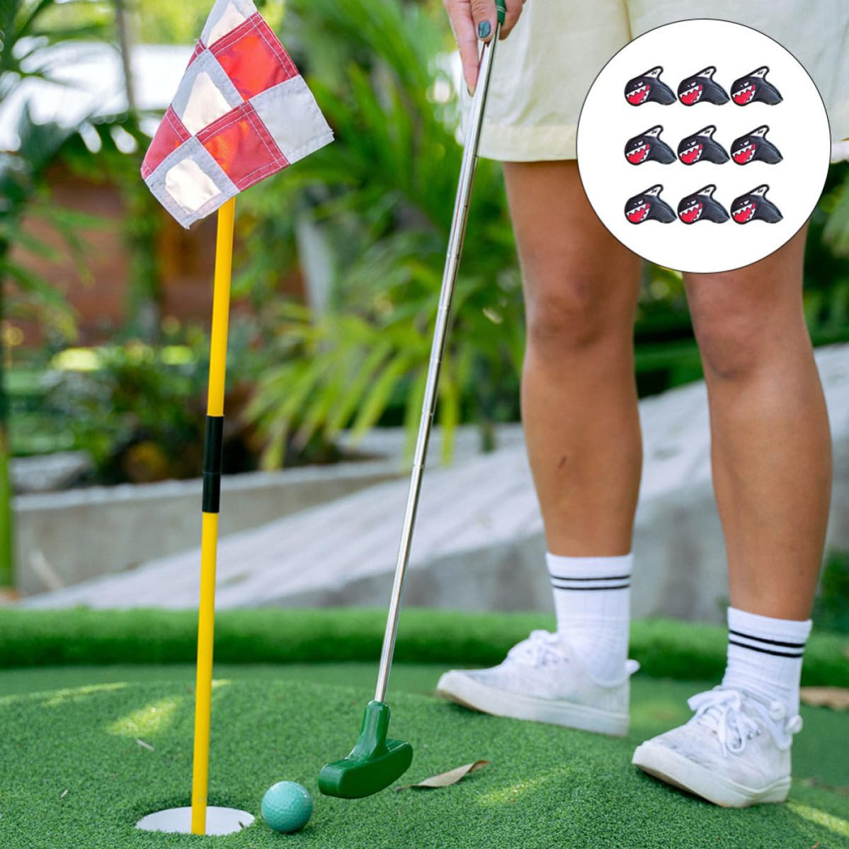 9 Piezas Funda para Putter de Golf Mallet Negra en PU, Protección