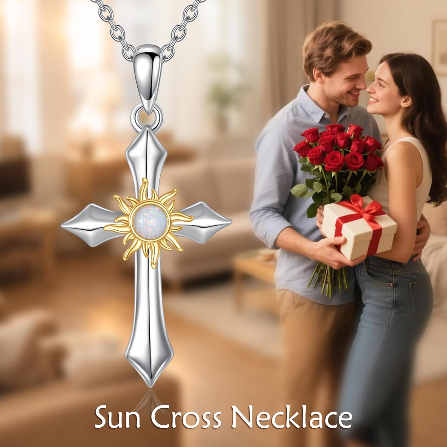 LUHE Cross Necklace for Women Sterling Silver Cross Pendant Necklace Religious Jewelry Christian Gifts - Image 6