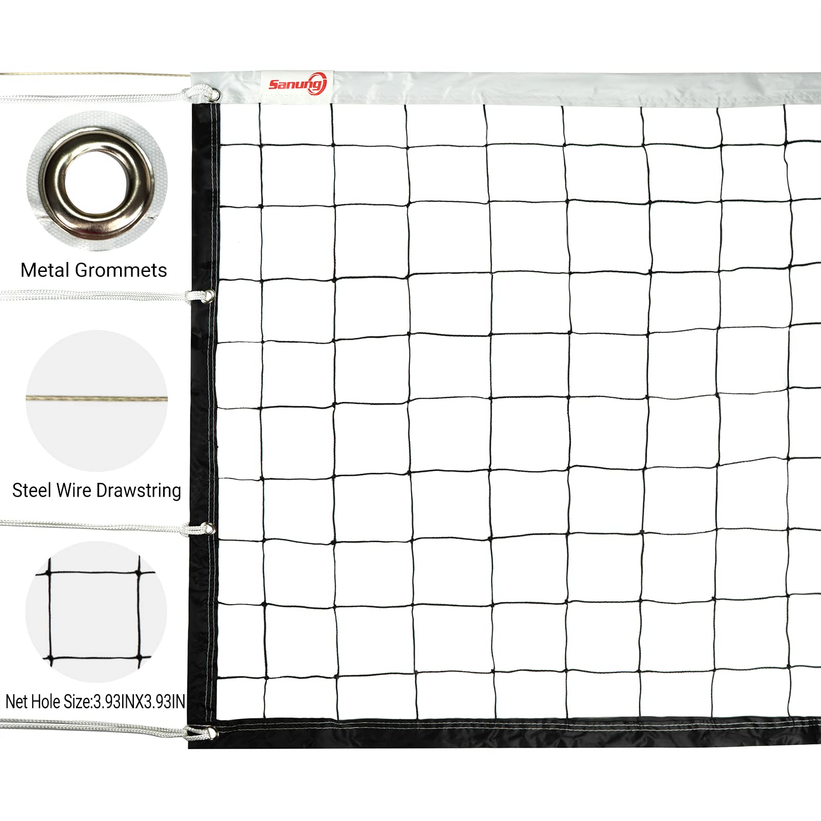 Sanung Volleyballnetz, 90 x 90 cm, tragbares Volleyballnetz, Ersatz für Hinterhof, Pool, Strand, drinnen und draußen, wetterfest, mit Aufbewahrungstasche
