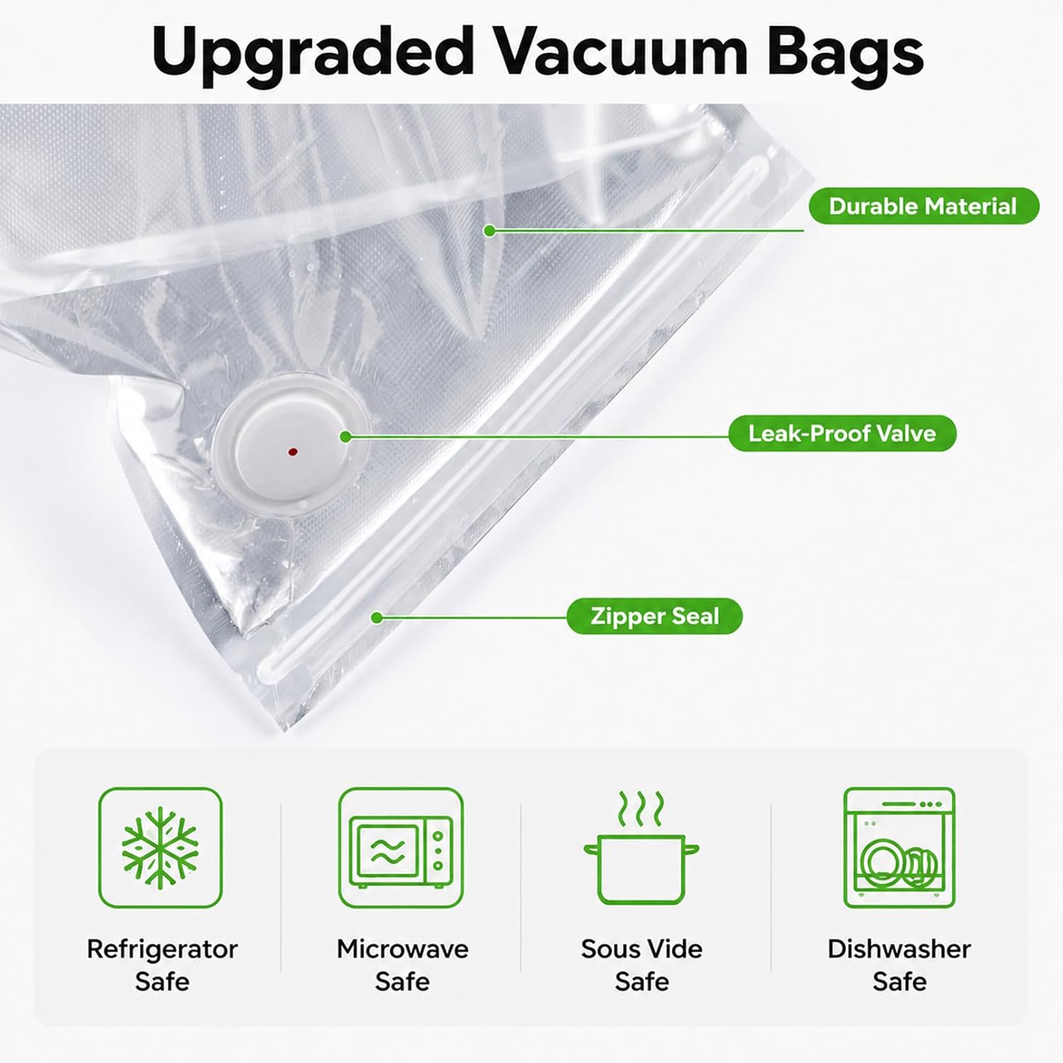 40PCS Vacuum Sealer Bags for Food with Air Valve, 20Large+20Small