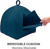 Vista 6 de Cama para mascotas Furhaven para gatos y perros pequeños - Tienda de campaña triangular tipo cueva de forro polar, plegable, para gatos, lavable