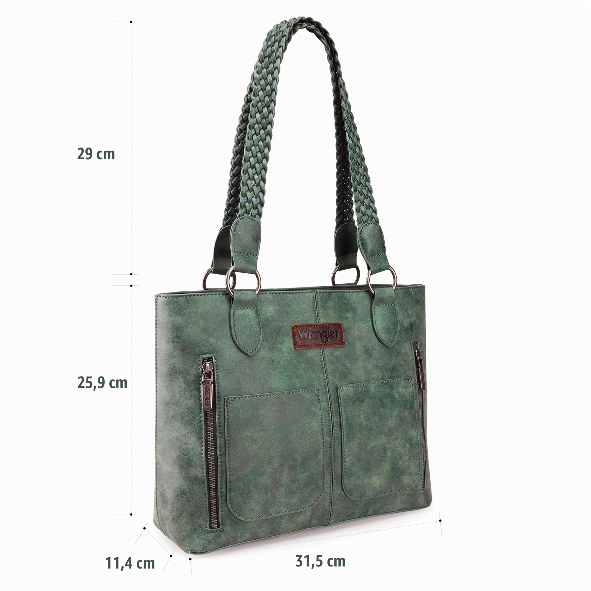 Wrangler Borsa tote da donna effetto invecchiato, in stile Western, con tasche multiple, da portare a mano o a spalla