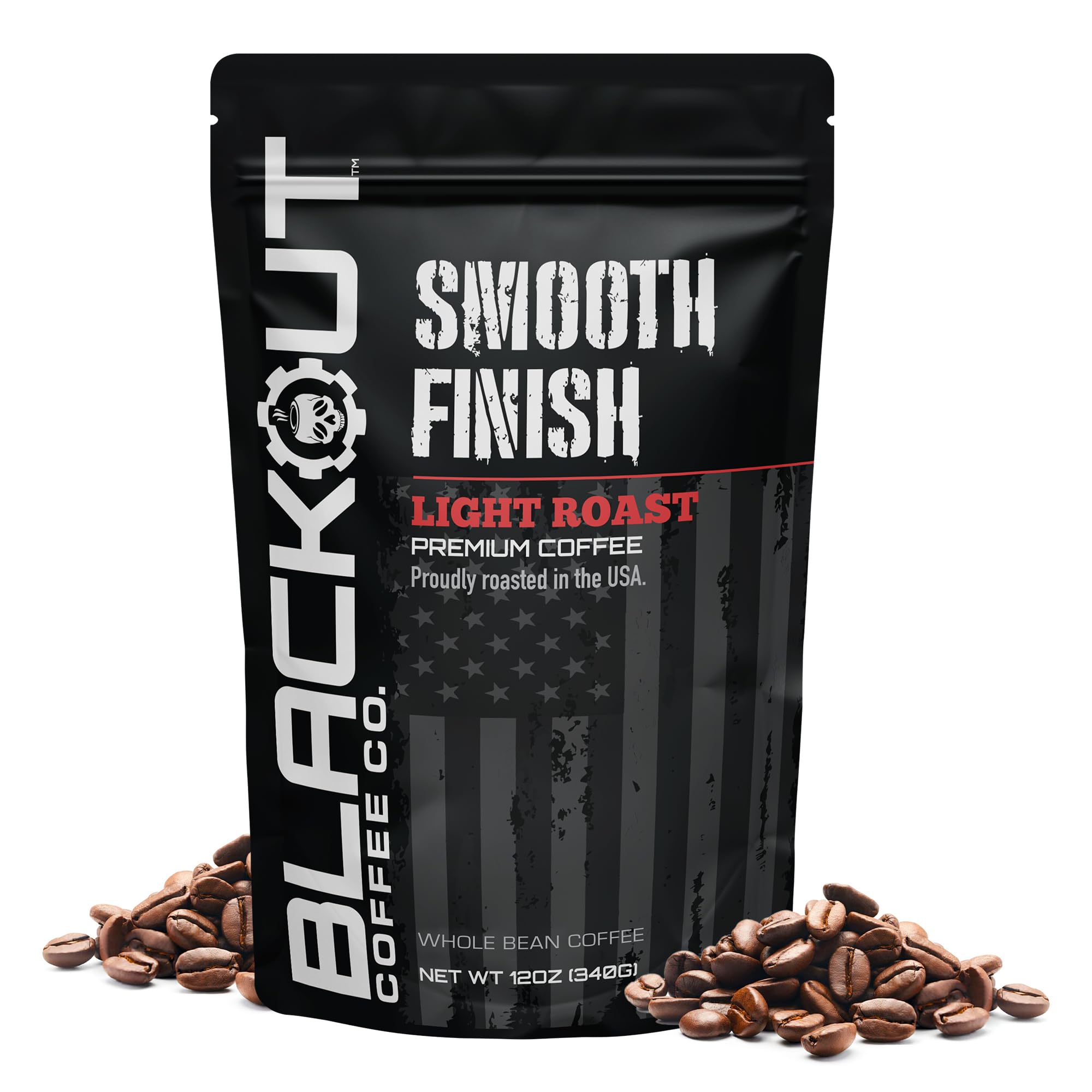 - Blackout Coffee Smooth Finish Whole Bean Coffee – Light Roast, Bright & Smooth Taste – Freshly Roasted 12oz Bag