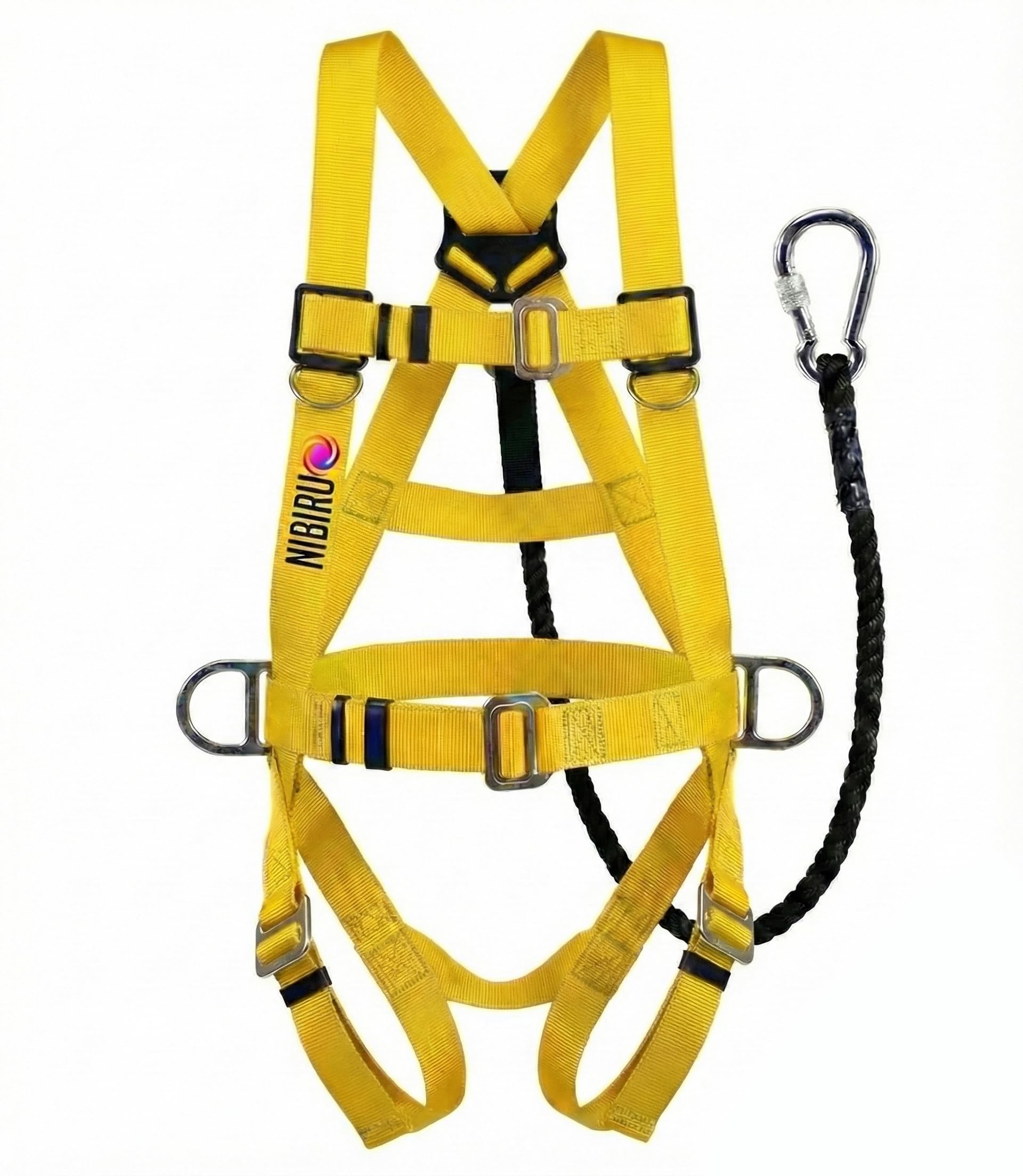 NIBIRU Full Body Climbing Harness Safety Belt for Fall Protection - Single Rope Lanyard with Solid Steel Snap Hook - Adjustable Industrial Safety Equipment for Lineman, Painting
