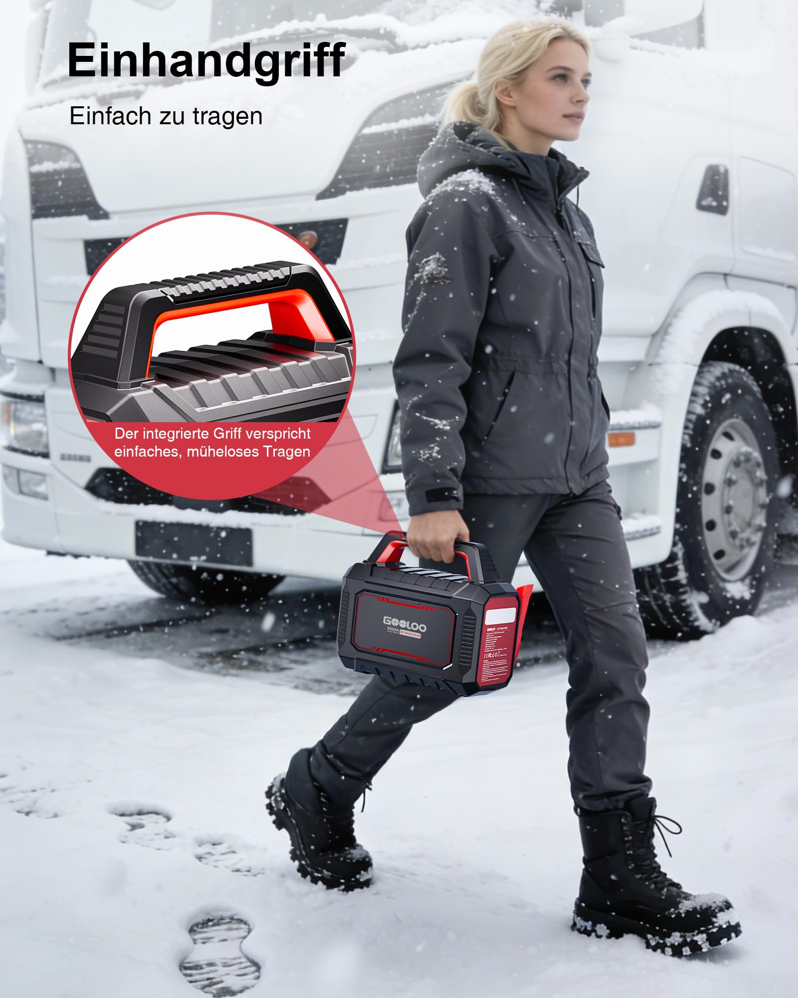 GOOLOO GT Truck Plus Starthilfe Powerbank – 8000A 12V/24V Tragbare Starter Powerbank mit PD65W Schnellladung, Booster Auto Starthilfe für PKW, LKW, Wohnmobile, Yachten (Alle Benzin und Diesel)