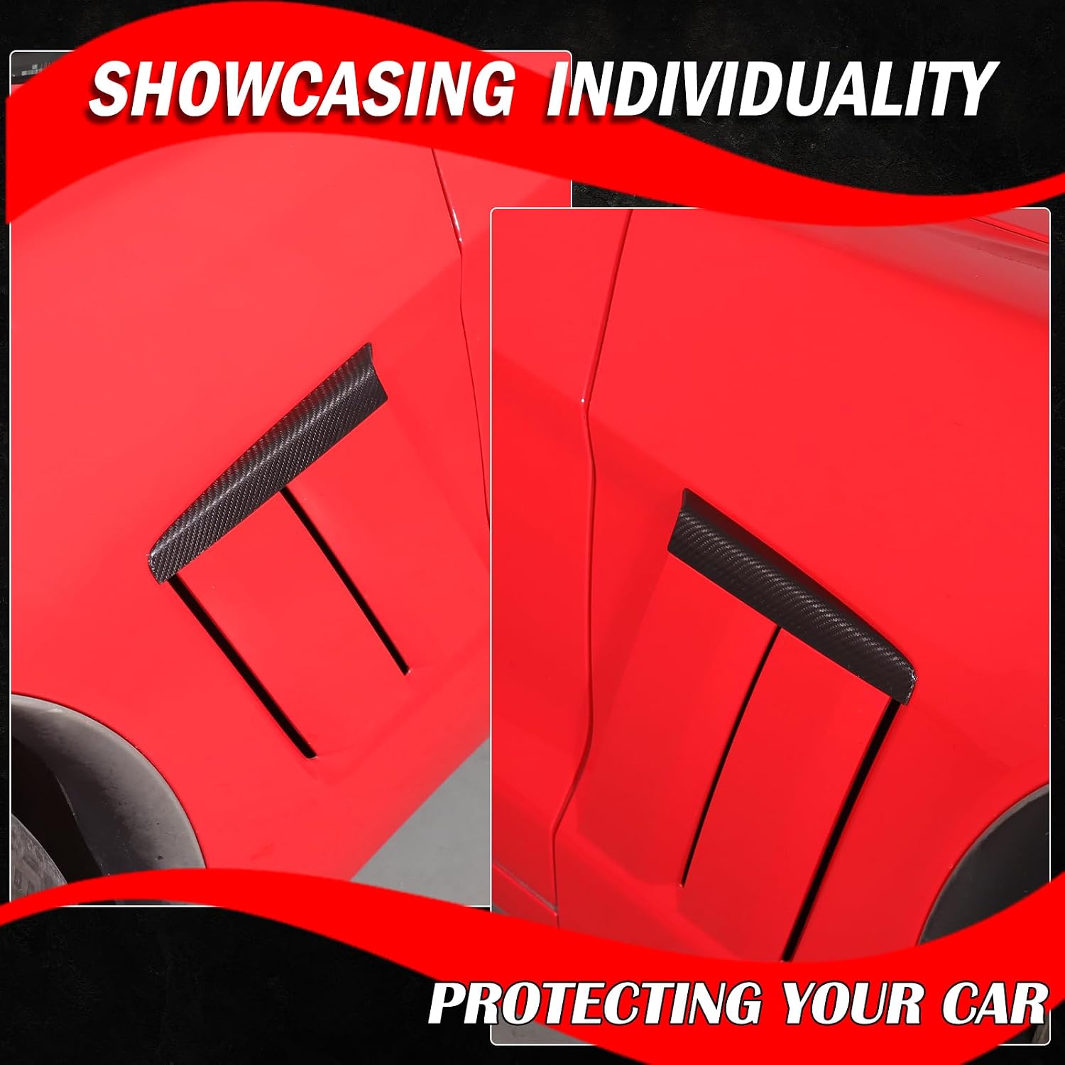 for Corvette C6 Car Fender Side Vents Accessories Genuine Carbon Fiber Spoiler Body Fender Cover,Air Flow Intake Hole Grille Spoiler Cover,Sport Stytle Modified Exterior for 2005-2013 (Black)