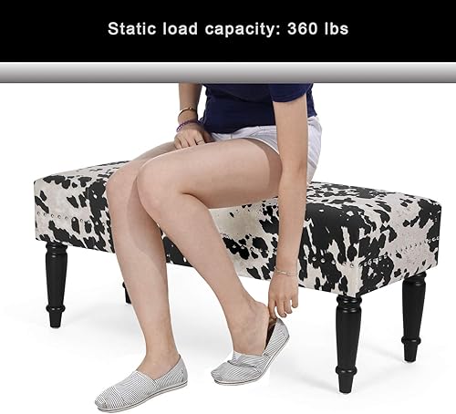 Miniatura 5 de Joveco Banco tapizado otomano de 394 pulgadas banco moderno de mediados de siglo con remache banco de comedor mesa auxiliar reposapiés para